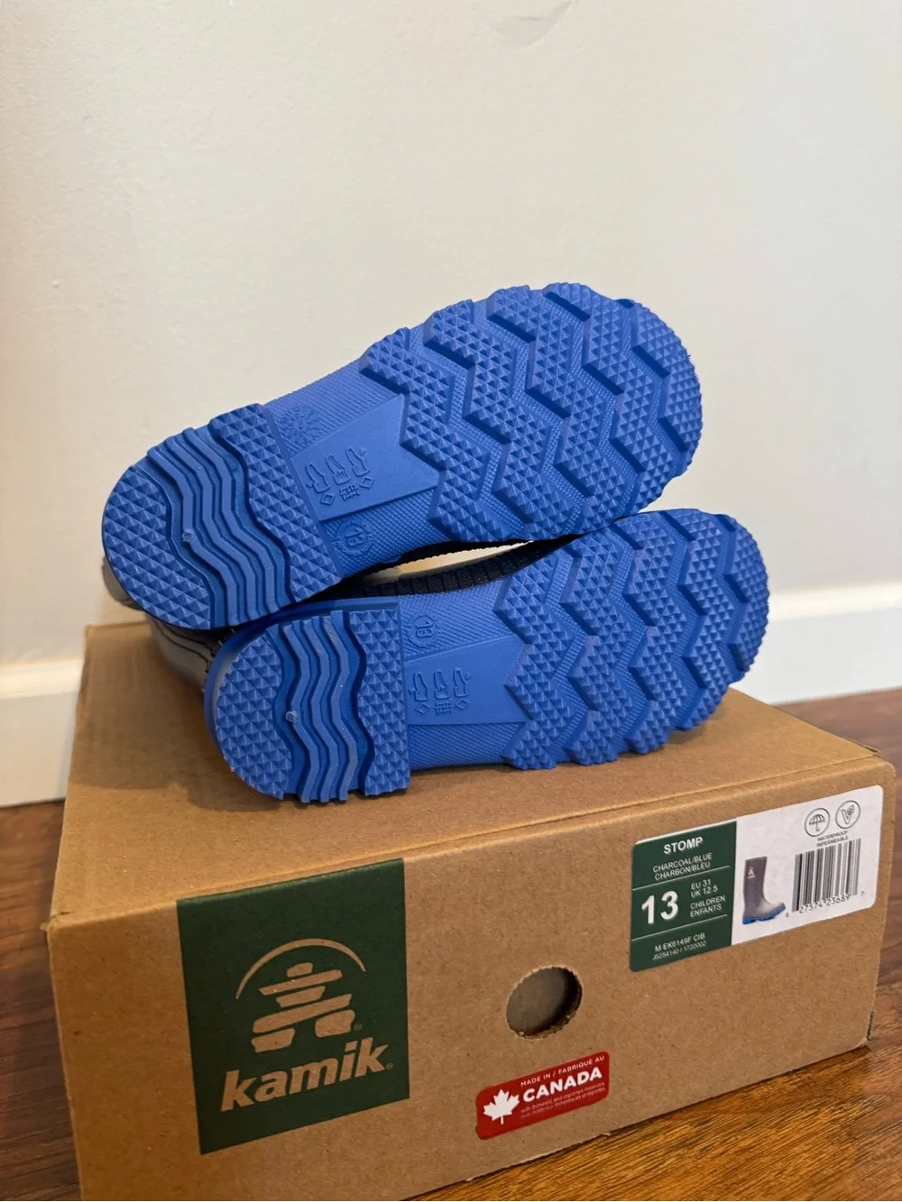 Kamik Kids Gray Rain & Snow Boot with Blue Sole